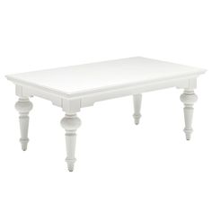 a white coffee table with two legs and a square top on an isolated white background