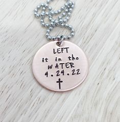 Left It in the Water Baptism Gift Baptized Necklace Teen - Etsy Baptism Necklace, Adult Baptism Gifts, Water Baptism, Adult Baptism, Baptism Gifts, Hercules, Pendant Necklaces, Dog Tag Necklace, Necklaces