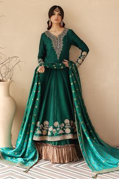 Silk Net Green Angrakha for Pakistani Wedding Dresses comes in Premium quality fabric on heavily embroidered frocks with Fast shipping and is Customizable. Silk Anarkali Dress For Traditional Ceremonies, Raw Silk Sharara With Dabka For Traditional Ceremonies, Festive Green Silk Choli, Green Anarkali Choli In Tissue Silk, Green Lehenga With Dabka Work For Reception, Transitional Green Anarkali Set In Art Silk, Bollywood Tussar Silk Dress In Traditional Drape, Traditional Raw Silk Sharara With Dupatta, Raw Silk Sharara With Dupatta For Traditional Ceremonies