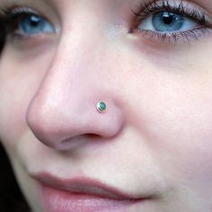 jade gemstone and sterling silver nose stud Gold Nose Jewelry, Unique Nose Rings, Nose Screw, Gold Nose Stud, Nose Bones, Nose Studs, Jade Gemstone, Lab Created Emerald, Nose Jewelry