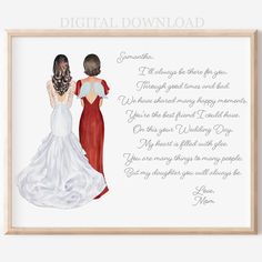 two women in dresses looking at each other with the words digital printable on it