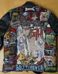 Locke | TShirtSlayer TShirt and BattleJacket Gallery Metalhead Jacket, Battle Jacket Back Panel, Battle Jackets Metal, Metal Jacket Patches, Rock Patches Jacket, Thrash Metal Battle Jacket, Punk Leather Jacket, Leather Sleeve Jacket, Battle Vest