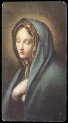 an image of the virgin mary with her eyes closed