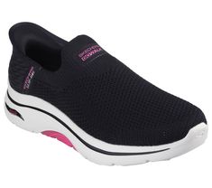 Experience ultimate comfort and support wearing Skechers Hands Free Slip-ins GO WALK Arch Fit 2.0 - Val. This slip-on has been granted the APMA Seal of Acceptance. Featuring our exclusive Heel Pillow , Stretch Fit engineered knit upper with a removable Arch Fit insole, lightweight ULTRA GO cushioning, and Comfort Pillars for added support. | Skechers Women's Slip-ins: GO WALK Arch Fit 2.0 - Val Slip-On Shoes | Medium Width | This design has been granted the Seal of Acceptance by the American Podiatric Medical Association (APMA) | Skechers Hands Free Slip-ins for an easy fit | Exclusive Heel Pillow holds your foot securely in place | Patented Skechers Arch Fit insole system with podiatrist-certified arch support developed with 20 years of data and 120, 000 unweighted foot scans | Removable Lightweight Slip-ons With Arch Support, Sporty Slip-on Sneakers With Arch Support For Walking, Slip-on Synthetic Running Shoes With Arch Support, Synthetic Slip-on Sneakers With Arch Support For Sports, Black Slip-on Sneakers With Arch Support For Running, Hiking Training, Uniform Accessories, Lace Up Wedges, Shoes Flats Sandals