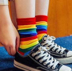 Luxury Candy, Pride Week, Rainbow Socks, Rainbow Aesthetic, Tumblr Outfits, Pride Gifts, Striped Socks, Pride Tshirts