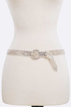 Gorgeous for any outfit that you want to shine in! 1" buckle closure. Fits a waist 26-43". Covered in rhinestone details. Fitted Rhinestone Belts For Party, Silver Rhinestone Belt For Party, Silver Adjustable Belt With Rhinestones, Adjustable Silver Belt With Bling, Adjustable Silver Belts With Bling, Adjustable Rhinestone Party Belts, Rhinestone Chain Belt For Party, Silver Bling Belts For Party, Silver Party Belt With Bling