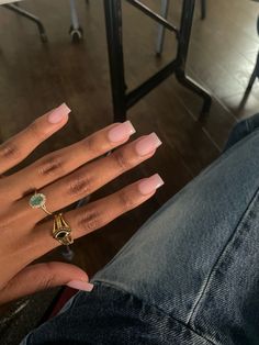 Clear Pink Tapered Square Nails, Flare Square Nails, Natural Looking Nail Ideas, Straight Short Nails, Square Fall Nails Short, Sheer Pink Square Nails, Pink Squoval Acrylic Nails, Acrylic Nails That Look Natural, Short Square Nails Neutral