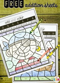 Color by Code Addition Sheets Color By Code Addition, Code Secret, Addition Facts, Math Addition, Math Methods, Homeschool Math, Color By Number, First Grade Math