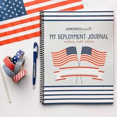 a notebook with an american flag on it