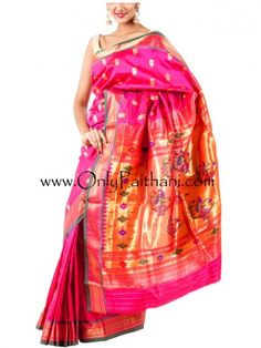 Buy #paithanisarees online at www.onlypaithani.com for just Rs.14520. Pink Paithani Saree, Pink Paithani, Silk Saree Wedding, Sarees Wedding, Wedding Saree Collection