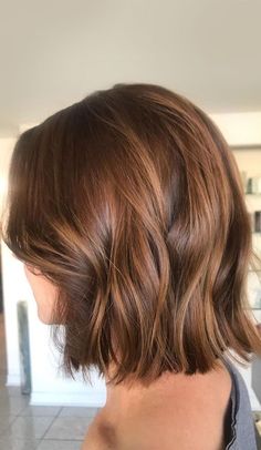 Short Bob Brown Hair With Highlights, Caramel Brown Balayage Short Hair, Golden Highlights Brown Hair Short, Autumn Hair Colours 2022, Caramel Coloured Hair, Brown Highlights Blonde Hair, Short Hair Copper Highlights, Highlight Short Hair Color, Light Brown Hair With Auburn Balayage