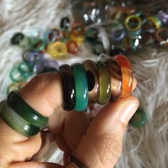 Put Together A Chakra Set Or Your Favorite Colors! Mix And Match..Perfect For Gifts And Gift Bags Anel Do Humor, Bijoux Piercing Septum, Agate Rings, Gem Rings, Rings Crystal, Indie Jewelry, Friendship Rings, Dope Jewelry, Funky Jewelry