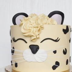 a cake decorated to look like a cat's face