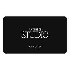 a black gift card with the words apothheke studio in white on it