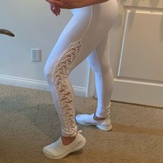 These Are Beautiful But Too Long On Me. Perfect Condition. Never Worn. Carbon 38, White Crochet, Colorful Leggings, Pant Jumpsuit, Pants For Women, Leggings, White, Pants, Crochet