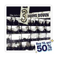 an advertisement for the 3 doors down tv show with men in suits on television screens