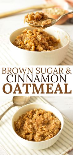 a bowl of oatmeal Homemade Cinnamon Oatmeal, Oatmeal With Cinnamon, Quick Cook Oats Recipes Breakfast, Cinnamon Sugar Oatmeal, Homemade Brown Sugar Oatmeal, One Minute Oats Recipes, High Calorie Oatmeal, How To Eat Oatmeal When You Dont Like It