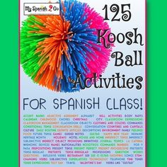 an advertisement for spanish class with colorful paper pom - poms in the shape of a heart