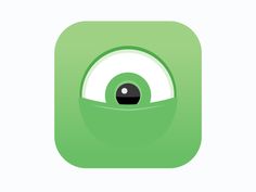 the green app icon with an eye in it's center and two black eyes