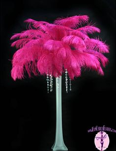 Ostrich Feather Tail Plumes 15-18 (Fuchsia) - Buy Ostrich Feathers Ostrich Feather Centerpieces, Eiffel Tower Vases, Tower Vase, Feather Centerpieces, Floral Arranging, Classic Candles, Barbie Party, Tail Feathers, Ostrich Feather