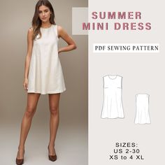 a woman in a white dress with her hands on her hips and the text summer mini dress