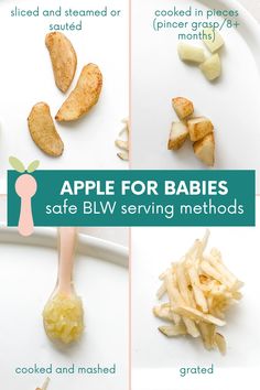 the steps in how to make apple for babies safe blvd serving method is shown