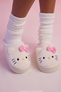 From our Hello Kitty and Friends x Forever 21 collection, this pair of plush house slippers features a Hello Kitty face design, protruding ears and bow, and a slip - on silhouette. | © 2023 SANRIO CO., LTD. Used Under License | Padded insole, textured outsole | Upper, Insole, & Lining: 100% polyester | Outsole: 100% EVA | Hello Kitty Plush House Slippers Hello Kitty Slippers, Hello Kitty Shoes, Hello Kitty House, Kitty Clothes, Hello Kitty Rooms, Hello Kitty Clothes, Dr Shoes, Pretty Shoes Sneakers, Hello Kitty Accessories