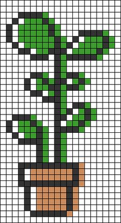 a cross stitch pattern with a potted plant on the front and bottom, which is made up of squares