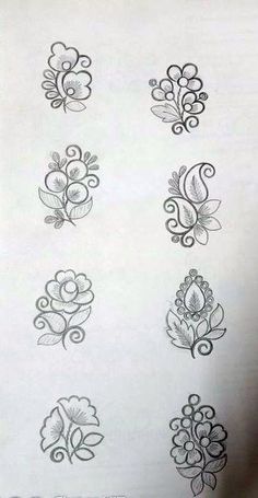 a sheet of paper with different designs on it