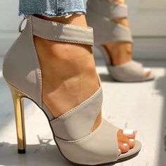 Women Peep Toe Pumps Zipper Stiletto Hollow Out Sandals High Heels Party Shoes | eBay Shoe Room, Heels Summer, Virtual Wardrobe, Basic Heels, Business Men, Women Flats, Studded Sandals, Peep Toe Sandals, Gold Heels