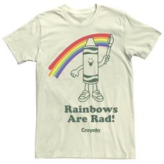 He'll love the look and feel of this Men's Crayola Rainbows Are Rad Graphic Tee. FEATURES Crewneck Short SleevesFABRIC & CARE Cotton Machine wash Imported Color: Natural. Gender: male. Age Group: adult. Chic Baby, Wardrobe Update, I Feel Pretty, Men Short Sleeve, Shirt Style, Short Sleeve Tee, Long Sleeve Tees, Short Sleeves, Graphic Tees