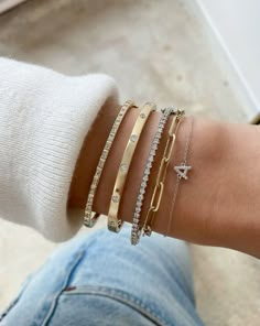 Gold Bracelets Stacked, Wrist Jewelry, Luxe Jewelry, Hinged Bracelet, Initial Bracelet