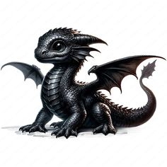 a black dragon sitting on top of a white surface