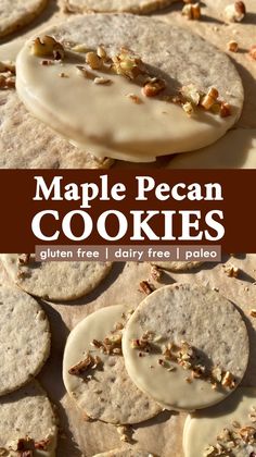 homemade maple pecan cookies with glaze and dried nuts are the perfect dessert for fall