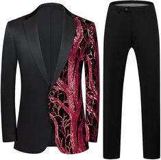 This stylish Men's Fashionable Tuxedo Sequin Blazer & Pants Suit is sure to turn heads. The perfect blend of black and sequins offers timeless elegance. Crafted from a lightweight and durable material, this suit offers a comfortable fit with flexible mobility. Perfect for any formal event. 80% Polyester and 20% Viscose Imported Button closure Dry Clean Only Mens Suits Slim Fit 2 Piece Jacquard Tuxedo One Button Shawl Collar Jacket & Trousers Men's Suit SIZE NECK CHEST WAIST SLEEVE S 14-14½″ 34-3 Fitted Sequined Suits For Parties, Long Sleeve Sequined Suits For Night Out, Sequin Long Sleeve Suits For Night Out, Sequined Long Sleeve Suits For Night Out, Sequined Long Sleeve Suit For Night Out, Fitted Sequin Suits For Night Out, Black Holiday Party Suit, Black Sequin Suits For Formal Occasions, Black Sequined Formal Suits