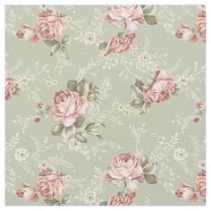 a floral wallpaper with pink roses and green leaves