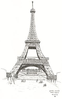 a drawing of the eiffel tower in paris