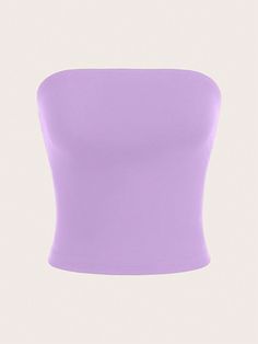 Women's Strapless Slim Fit Casual Tube Top, Suitable For Summer Purple Casual  Sleeveless Knitted Fabric Plain  Slight Stretch  Women Clothing, size features are:Bust: ,Length: ,Sleeve Length: Purple Tube Top Outfit, Purple Tube Top, Pink Tube Top, Purple Corset, Tube Top Outfits, Purple Crop Top, Spring Summer Capsule Wardrobe, Purple Top, Summer Capsule Wardrobe