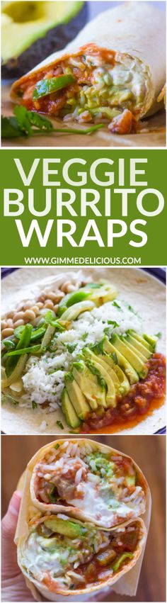 the veggie burrito wraps are made with avocado, tomatoes and other vegetables