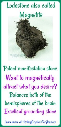 Magnetite is also called Lodestone Want to magnetically attract what you desire? Powerful manifestation stone and excellent grounding stone that balances the hemispheres of the brain. Magnetite Crystals, Malicite Stone Meaning, Merlinite Crystal Meaning, Llanite Meaning Crystal Healing, Magnetite Mineral, Best Healing Crystals