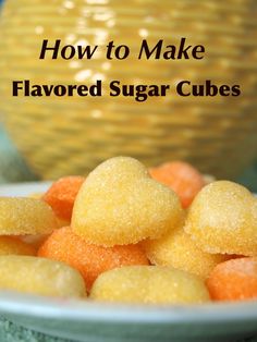 how to make flavored sugar cubes on a plate with the words, how to make flavored sugar cubes