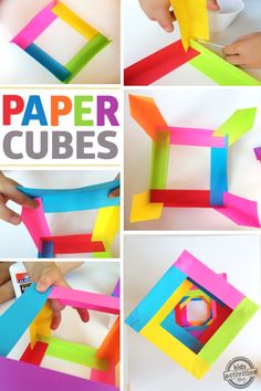 the steps to make paper cubes with construction paper