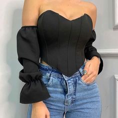 Vestidos Pin Up, Cropped Corset, Short Jeans, Parka, Strapless Top, Pin Up, Instagram Photo, Women's Top, Instagram