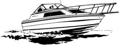 a black and white drawing of a boat in the water