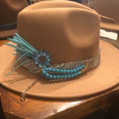 One Of A Kind Upcycled Fedora With Vintage Tie And Broached Accent Made To Order Please Message Before Purchasing Upcycled Fedora, Outfits With Fedoras For Women, Custom Hats For Women, Custom Cowgirl Hats, Rancher Hats, Cowboy Hat Crafts, Decorated Hats, Jean Corset, Black Wide Brim Hat