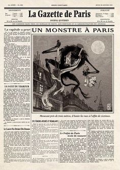 an article in the french newspaper la gazette de paris, featuring a demon attacking a woman