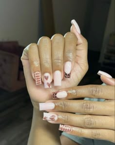 Overlay Nails, Brown Acrylic Nails, Acrylic Toe Nails, Acrylic Nail Set, Nails Coffin Short, Girly Acrylic Nails