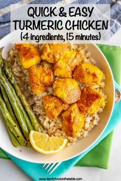 Easy turmeric chicken is full of warm, rich spices and comes out perfectly tender and juicy! Plus, this recipe is just 4 main ingredients and ready in 15 minutes! Turmeric Chicken, Food On The Table, Turmeric Recipes, Chicken Meal Prep, Chicken And Rice, Family Food, Healthy Nutrition, Healthy Chicken Recipes, Healthy Chicken