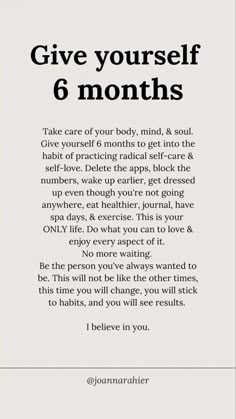 Self love, quotes, 6 months to change your life Monthly Challenges, Glow Up, Self Quotes, Start Today, Wise Quotes, Affirmation Quotes