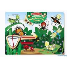 a card game with bugs and insects on the front, including a bug catching board